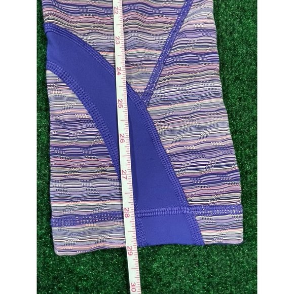 Lululemon Purple Stripe Run Inspire Crop leggings Capri‎ Womens Sz 6 - Picture 5 of 7